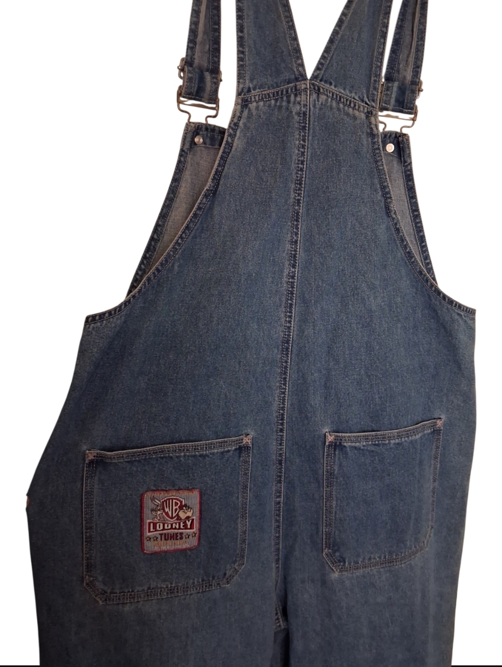 Vintage Looney Tunes Denim Overalls Warner Bros Studio Adult M Bugs Bunny Tweety - Picture 5 of 14